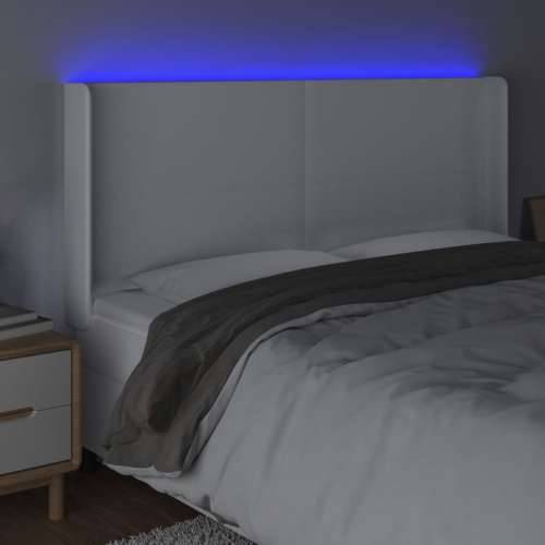 LED uzglavlje bijelo 203x16x118/128 cm od umjetne kože - Bijela 203 x 16 x 118/128 cm 1 Cijena