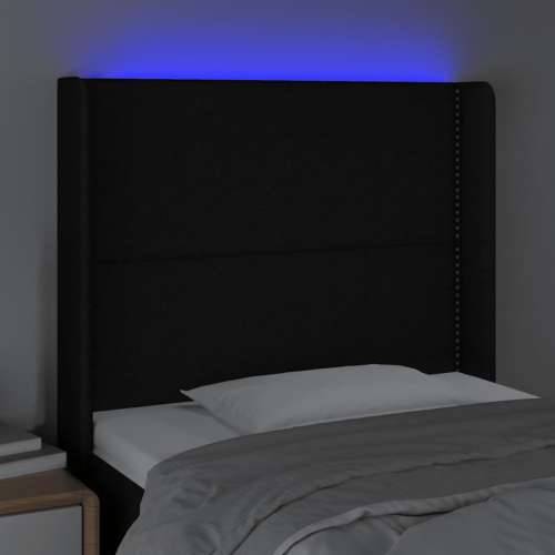LED uzglavlje crno 83 x 16 x 118/128 cm od tkanine - Crna 83 x 16 x 118/128 cm 1 Cijena