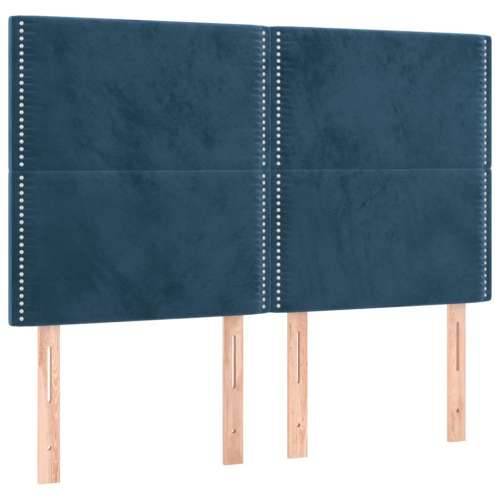 Krevet box spring s madracem LED tamnoplavi 140x200 cm baršun - Tamno plava 140 x 200 cm Obično s čavlima Cijena