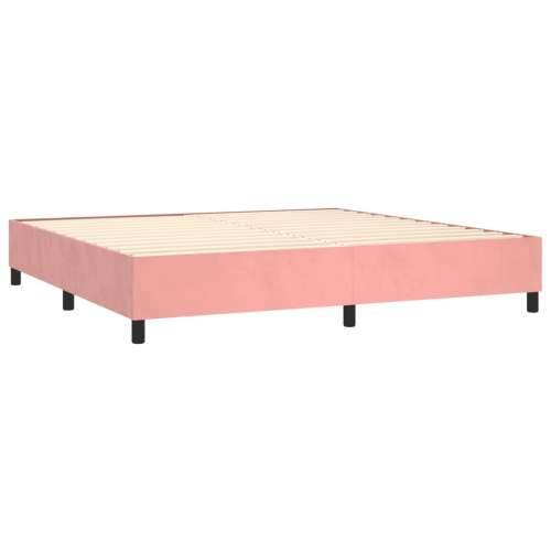 Krevet box spring s madracem LED ružičasti 200x200cm baršunasti - Ružičasta 200 x 200 cm Obično s čavlima Cijena