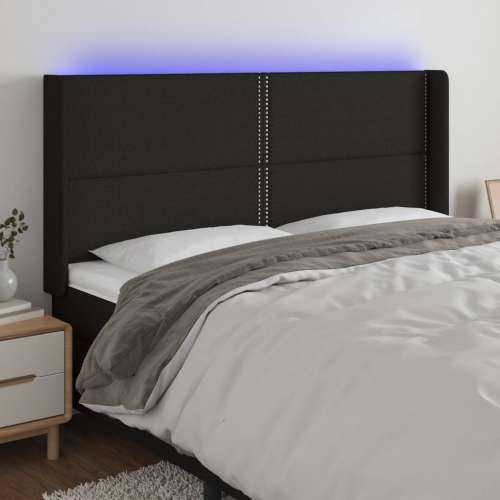 LED uzglavlje crno 183 x 16 x 118/128 cm od tkanine - Crna 183 x 16 x 118/128 cm 1 Cijena