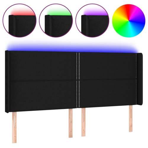LED uzglavlje crno 183 x 16 x 118/128 cm od tkanine - Crna 183 x 16 x 118/128 cm 1 Cijena
