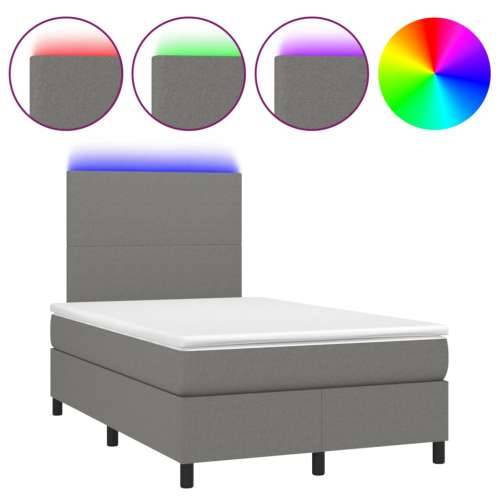 Krevet box spring s madracem LED tamnosivi 120 x 200 cm tkanina - Tamno siva 120 x 200 cm Gladak dizajn Cijena