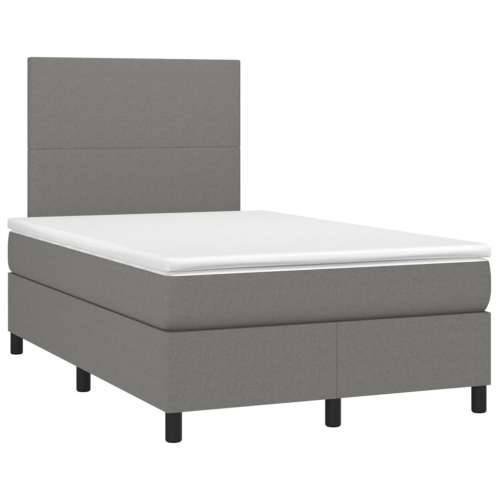 Krevet box spring s madracem LED tamnosivi 120 x 200 cm tkanina - Tamno siva 120 x 200 cm Gladak dizajn Cijena