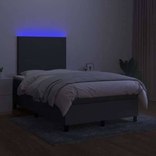 Krevet box spring s madracem LED tamnosivi 120 x 200 cm tkanina - Tamno siva 120 x 200 cm Gladak dizajn Cijena