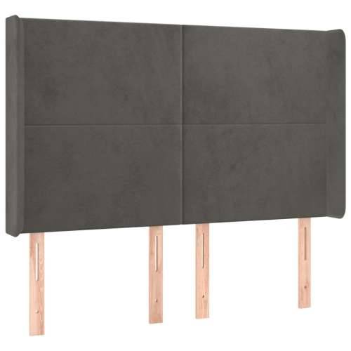 Krevet box spring s madracem LED tamnosivi 140x190 cm baršun - Tamno siva 140 x 190 cm Gladak dizajn Cijena