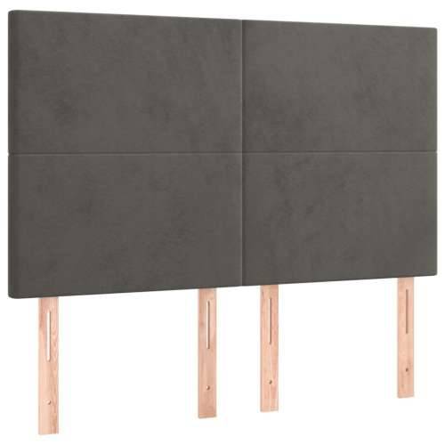 Krevet box spring s madracem LED tamnosivi 140x190 cm baršun - Tamno siva 140 x 190 cm Gladak dizajn Cijena
