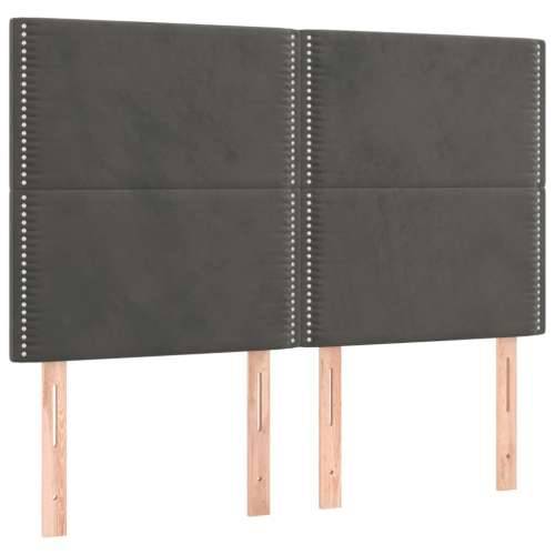 Krevet box spring s madracem LED tamnosivi 140x190 cm baršun - Tamno siva 140 x 190 cm Obično s čavlima Cijena