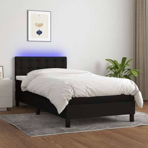 Krevet box spring s madracem LED crni 80 x 200 cm od tkanine - Crna 80 x 200 cm gumbi Cijena