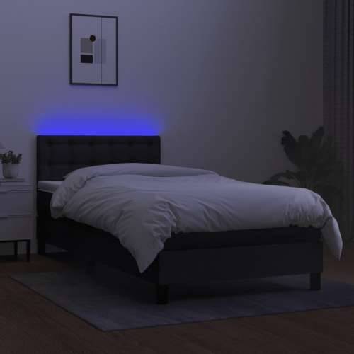 Krevet box spring s madracem LED crni 80 x 200 cm od tkanine - Crna 80 x 200 cm gumbi Cijena