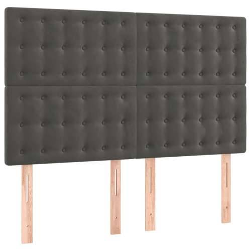Krevet box spring s madracem LED tamnosivi 140x190 cm baršun - Tamno siva 140 x 190 cm gumbi Cijena
