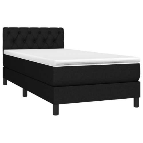 Krevet box spring s madracem LED crni 80 x 200 cm od tkanine - Crna 80 x 200 cm Dizajn s gumbima Cijena