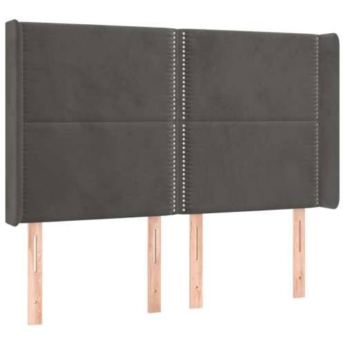 Krevet box spring s madracem LED tamnosivi 140x190 cm baršun - Tamno siva 140 x 190 cm Obično s čavlima Cijena