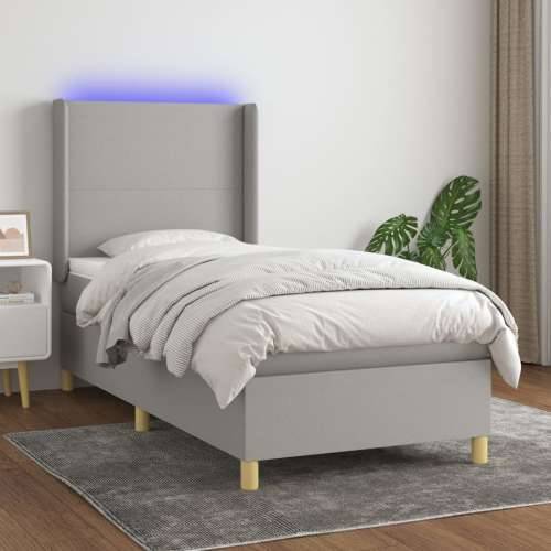 Krevet box spring s madracem LED svjetlosivi 90x190 cm tkanina - Svjetlosiva 90 x 190 cm Gladak dizajn Cijena