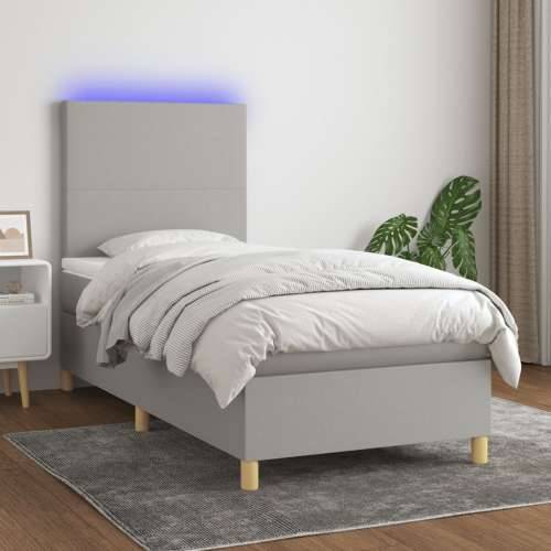 Krevet box spring s madracem LED svjetlosivi 90x190 cm tkanina - Svjetlosiva 90 x 190 cm Gladak dizajn Cijena