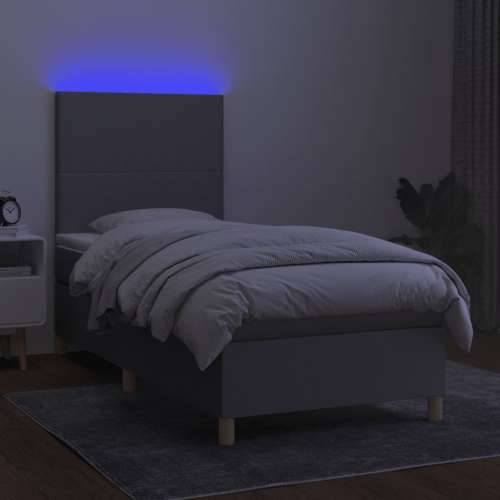 Krevet box spring s madracem LED svjetlosivi 90x190 cm tkanina - Svjetlosiva 90 x 190 cm Gladak dizajn Cijena