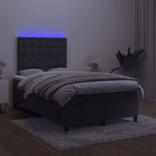 Krevet box spring s madracem LED crni 120 x 200 cm baršun - Crna 120 x 200 cm gumbi Cijena