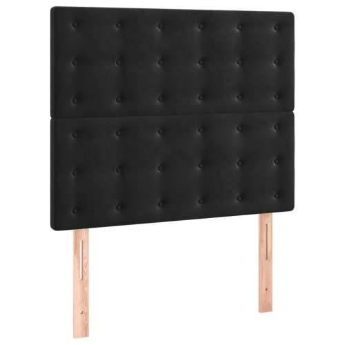 Krevet box spring s madracem LED crni 120 x 200 cm baršun - Crna 120 x 200 cm gumbi Cijena