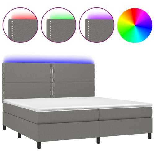 Krevet box spring s madracem LED tamnosivi 200x200 cm tkanina - Tamno siva 200 x 200 cm Obično s čavlima Cijena