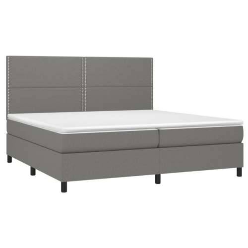 Krevet box spring s madracem LED tamnosivi 200x200 cm tkanina - Tamno siva 200 x 200 cm Obično s čavlima Cijena