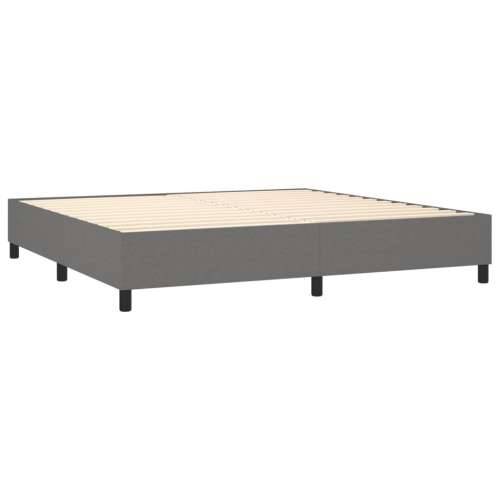 Krevet box spring s madracem LED tamnosivi 200x200 cm tkanina - Tamno siva 200 x 200 cm Obično s čavlima Cijena