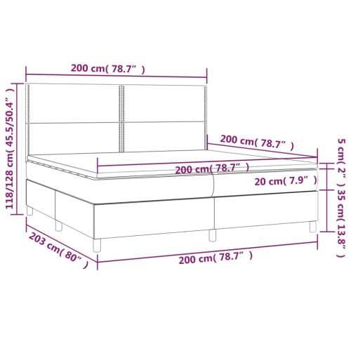 Krevet box spring s madracem LED tamnosivi 200x200 cm tkanina - Tamno siva 200 x 200 cm Obično s čavlima Cijena