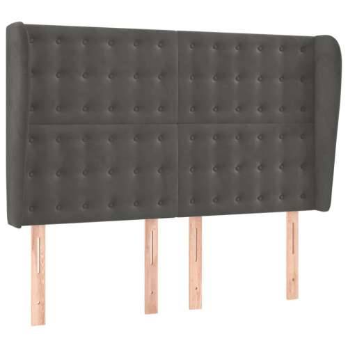 Krevet box spring s madracem LED tamnosivi 140x200 cm baršun - Tamno siva 140 x 200 cm gumbi Cijena