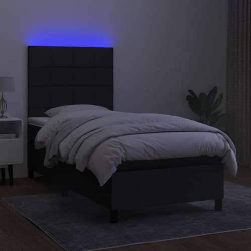 Krevet box spring s madracem LED crni 100x200 cm od tkanine - Crna 100 x 200 cm Blok s kvadratima Cijena