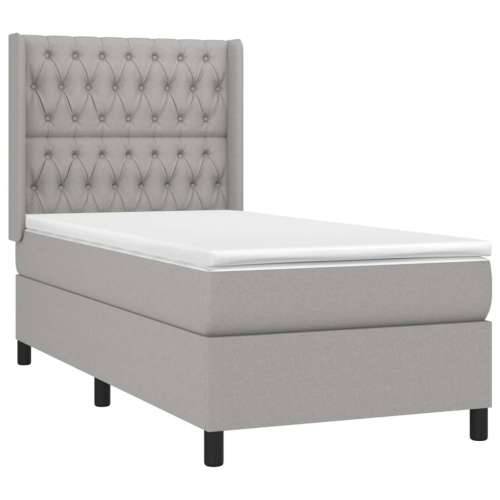 Krevet box spring s madracem LED svjetlosivi 100x200 cm tkanina - Svjetlosiva 100 x 200 cm Dizajn s gumbima Cijena