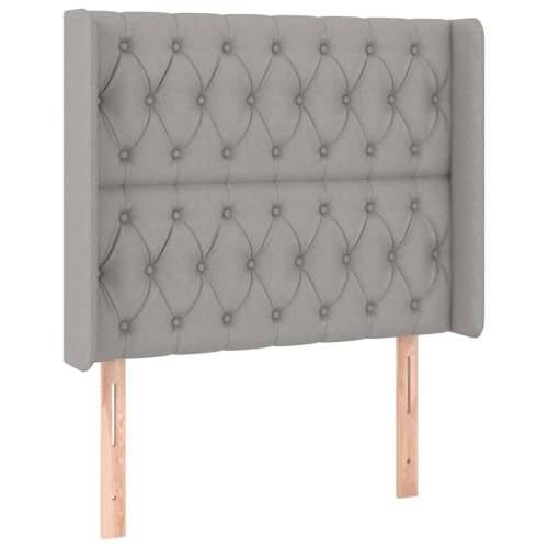 Krevet box spring s madracem LED svjetlosivi 100x200 cm tkanina - Svjetlosiva 100 x 200 cm Dizajn s gumbima Cijena