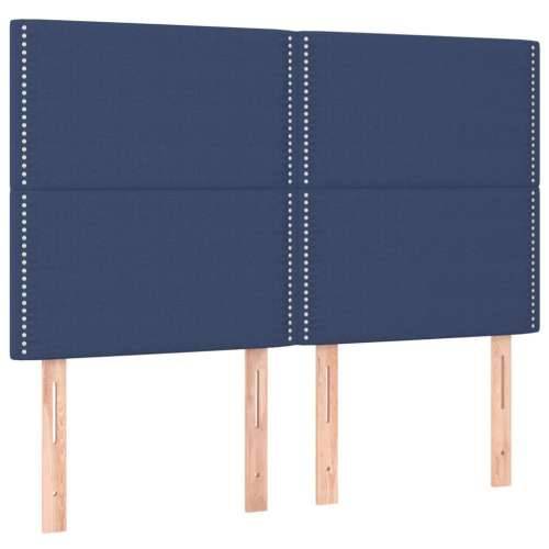 Krevet box spring s madracem LED plavi 140x190 cm od tkanine - Plava 140 x 190 cm Obično s čavlima Cijena