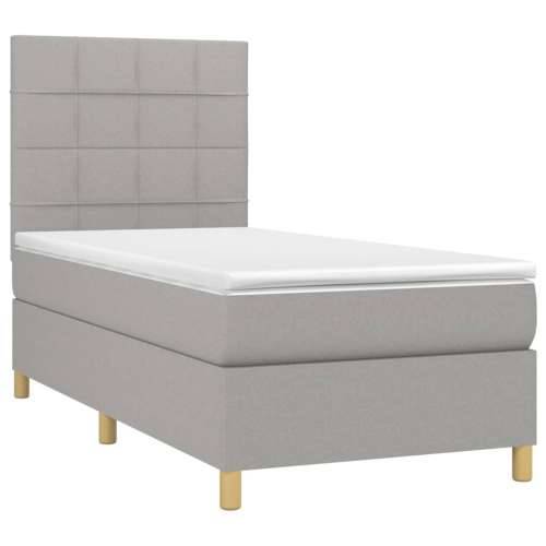 Krevet box spring s madracem LED svjetlosivi 90x200 cm tkanina - Svjetlosiva 90 x 200 cm Blok s kvadratima Cijena