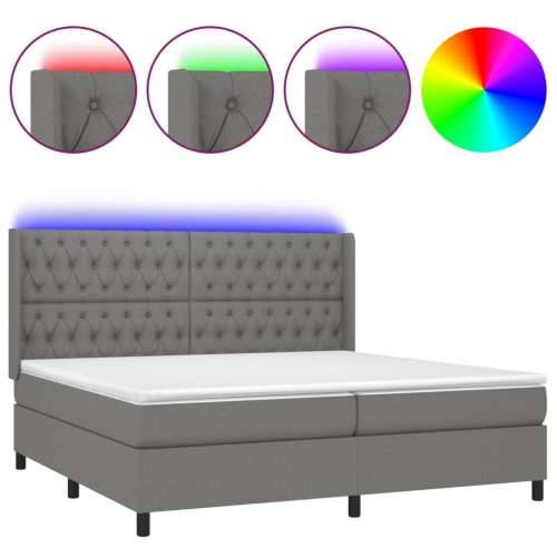 Krevet box spring s madracem LED tamnosivi 200x200 cm tkanina - Tamno siva 200 x 200 cm Dizajn s gumbima Cijena