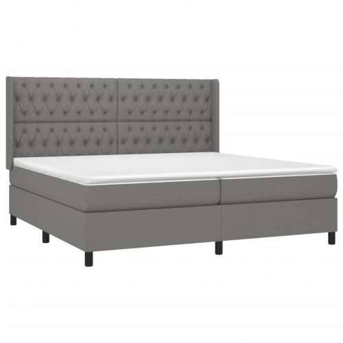 Krevet box spring s madracem LED tamnosivi 200x200 cm tkanina - Tamno siva 200 x 200 cm Dizajn s gumbima Cijena