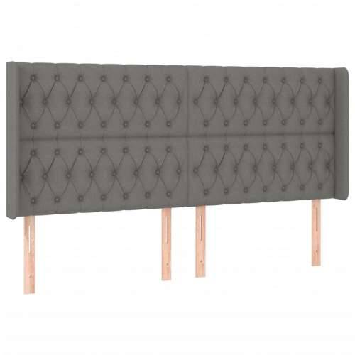 Krevet box spring s madracem LED tamnosivi 200x200 cm tkanina - Tamno siva 200 x 200 cm Dizajn s gumbima Cijena