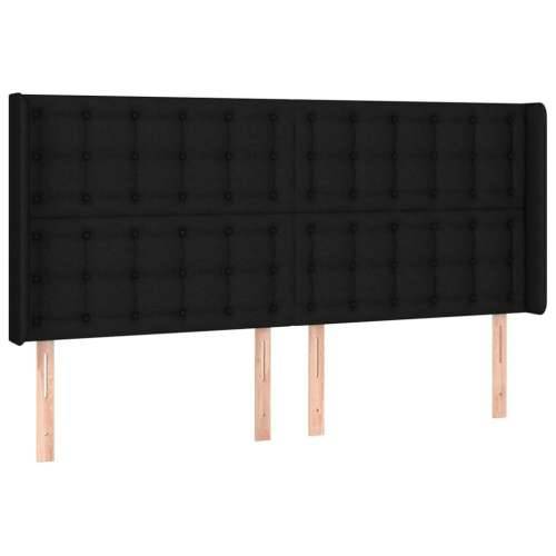 Krevet box spring s madracem LED crni 200x200 cm od tkanine - Crna 200 x 200 cm gumbi Cijena