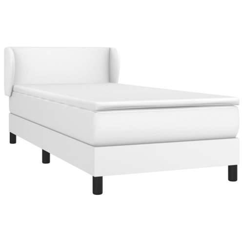 Krevet s oprugama i madracem bijeli 90 x 200 cm od umjetne kože - Bijela 90 x 200 cm Gladak dizajn Cijena