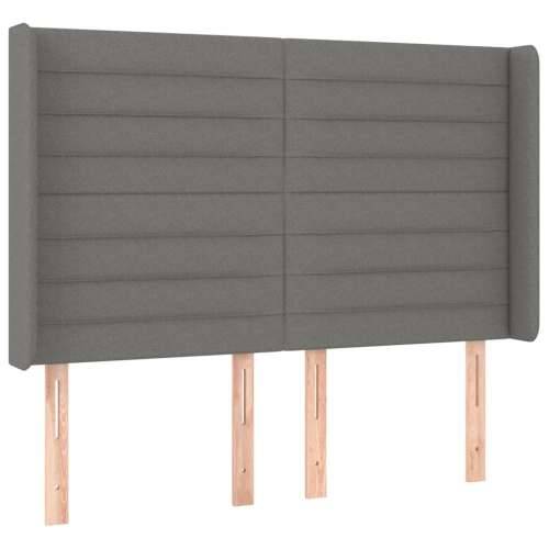 Krevet box spring s madracem LED tamnosivi 140x200 cm tkanina - Tamno siva 140 x 200 cm vodoravne pruge Cijena