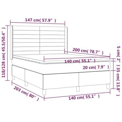 Krevet box spring s madracem LED tamnosivi 140x200 cm tkanina - Tamno siva 140 x 200 cm vodoravne pruge Cijena
