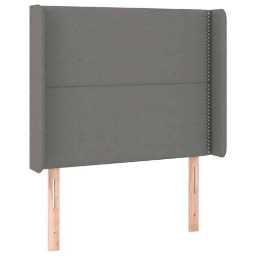 Krevet box spring s madracem LED tamnosivi 90x200 cm tkanina - Tamno siva 90 x 200 cm Obično s čavlima Cijena