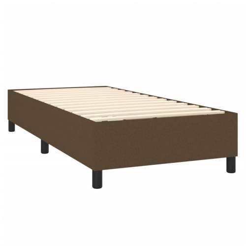 Krevet box spring s madracem LED tamnosmeđi 100x200 cm tkanina - Tamno smeđa 100 x 200 cm Obično s čavlima Cijena