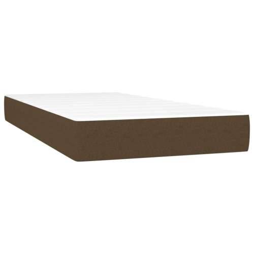 Krevet box spring s madracem LED tamnosmeđi 100x200 cm tkanina - Tamno smeđa 100 x 200 cm Obično s čavlima Cijena