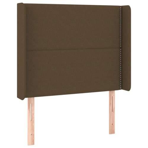 Krevet box spring s madracem LED tamnosmeđi 100x200 cm tkanina - Tamno smeđa 100 x 200 cm Obično s čavlima Cijena