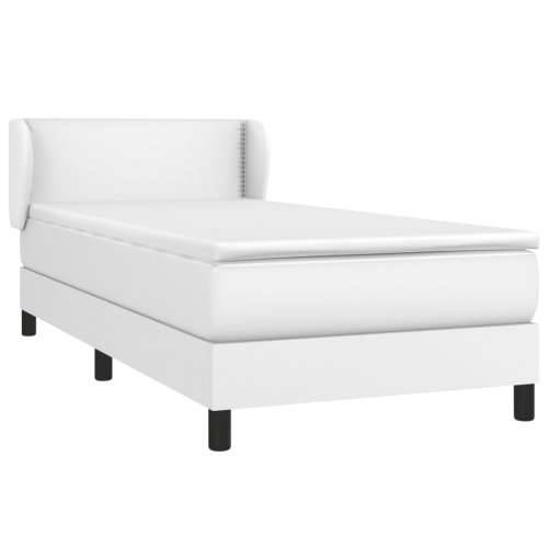 Krevet s oprugama i madracem bijeli 90 x 200 cm od umjetne kože - Bijela 90 x 200 cm Obično s čavlima Cijena