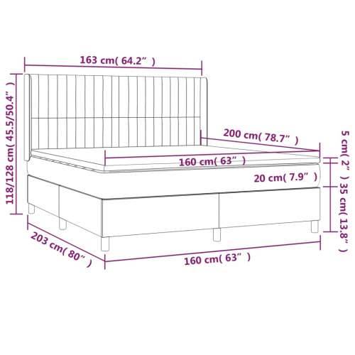 Krevet box spring s madracem LED crni 160x200 cm od tkanine - Crna 160 x 200 cm Okomite pruge Cijena