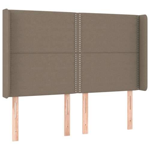 Krevet box spring s madracem LED smeđesivi 140x200 cm tkanina - Sivo-smeđa 140 x 200 cm Obično s čavlima Cijena