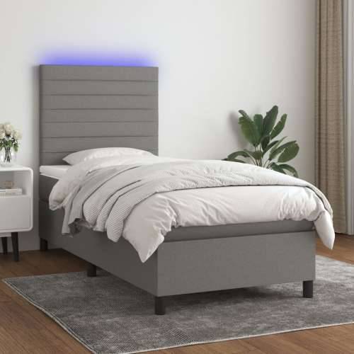 Krevet box spring s madracem LED tamnosivi 80 x 200 cm tkanina - Tamno siva 80 x 200 cm vodoravne pruge Cijena