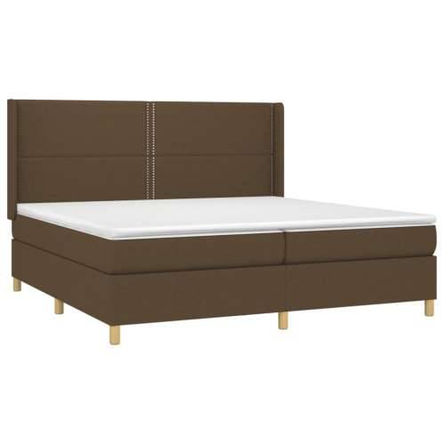 Krevet box spring s madracem LED tamnosmeđi 200x200 cm tkanina - Tamno smeđa 200 x 200 cm Obično s čavlima Cijena