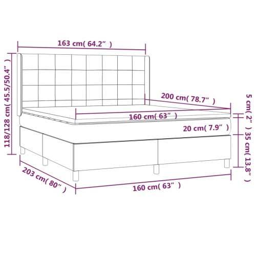Krevet box spring s madracem LED plavi 160x200 cm od tkanine - Plava 160 x 200 cm Blok s kvadratima Cijena