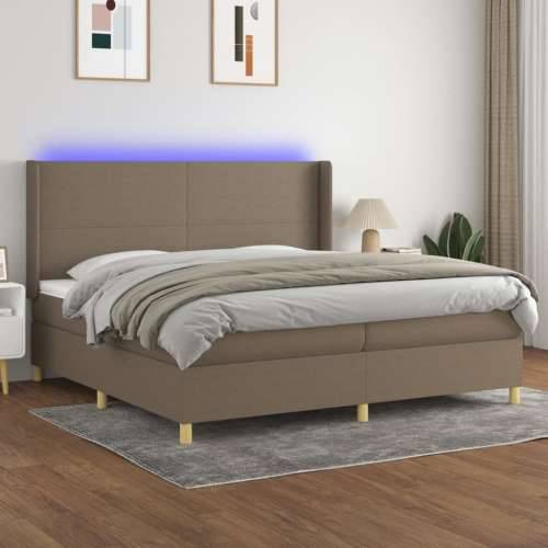 Krevet box spring s madracem LED smeđesivi 200x200 cm tkanina - Sivo-smeđa 200 x 200 cm Gladak dizajn Cijena